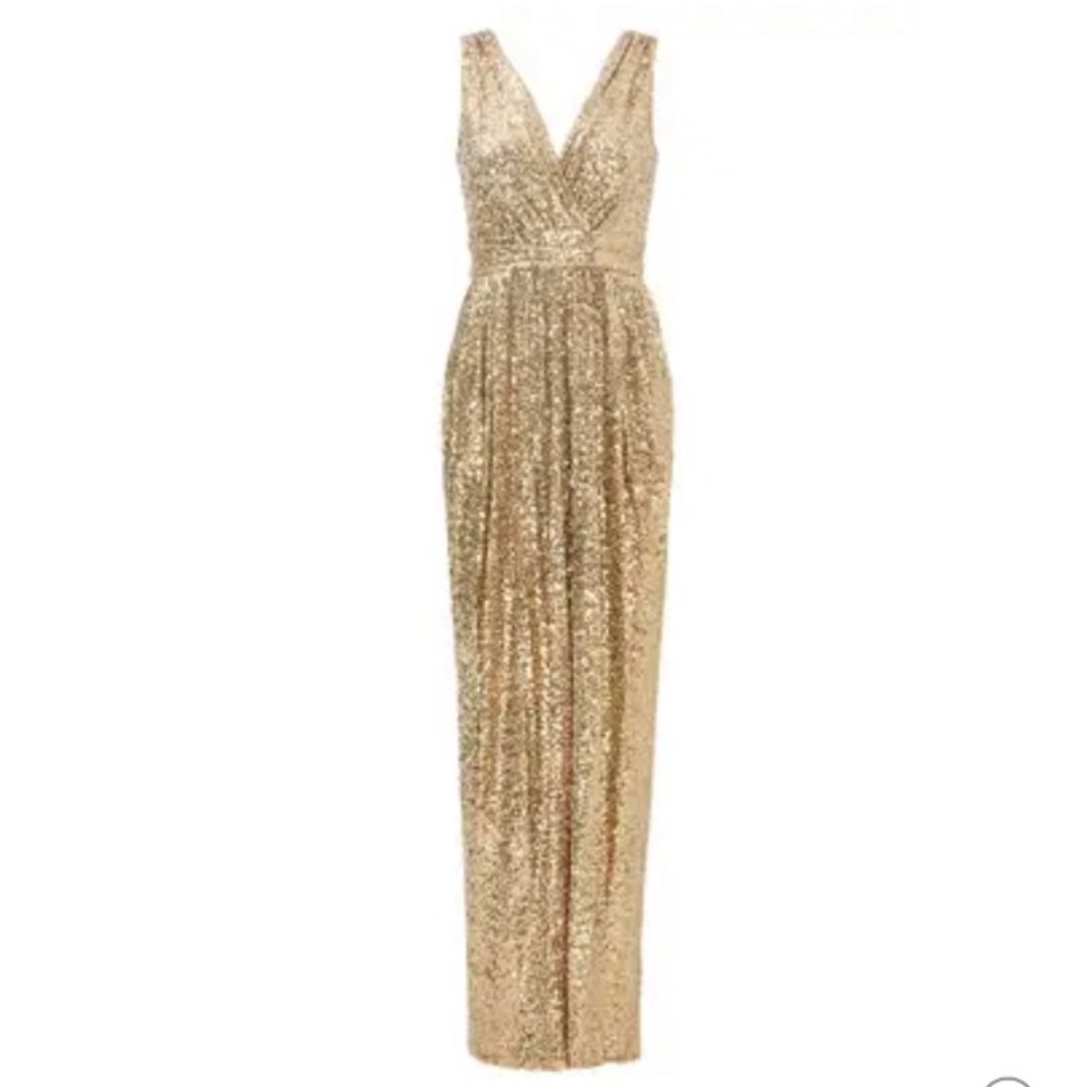 Selling a never worn, size 6, Badgley Mischka Gold Glits Gown!